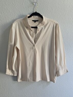 Banana Republic Cream Henley Tunic Top Lg
